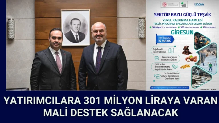 Yatırımcılara 301 milyon liraya varan mali destek sağlanacak
